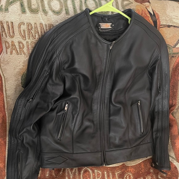Power Trip Men’s Leather Motorcycle Jacket w/ Liner sz XL - Picture 9 of 11